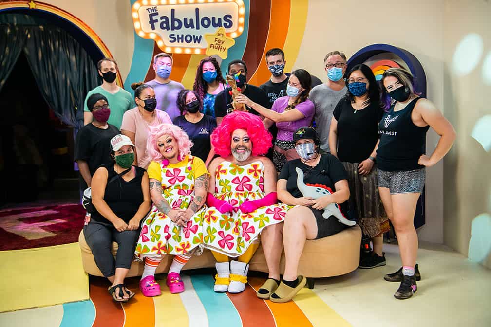 Film crew and actors of the children's show "The Fabulous Show with Fay & Fluffy"